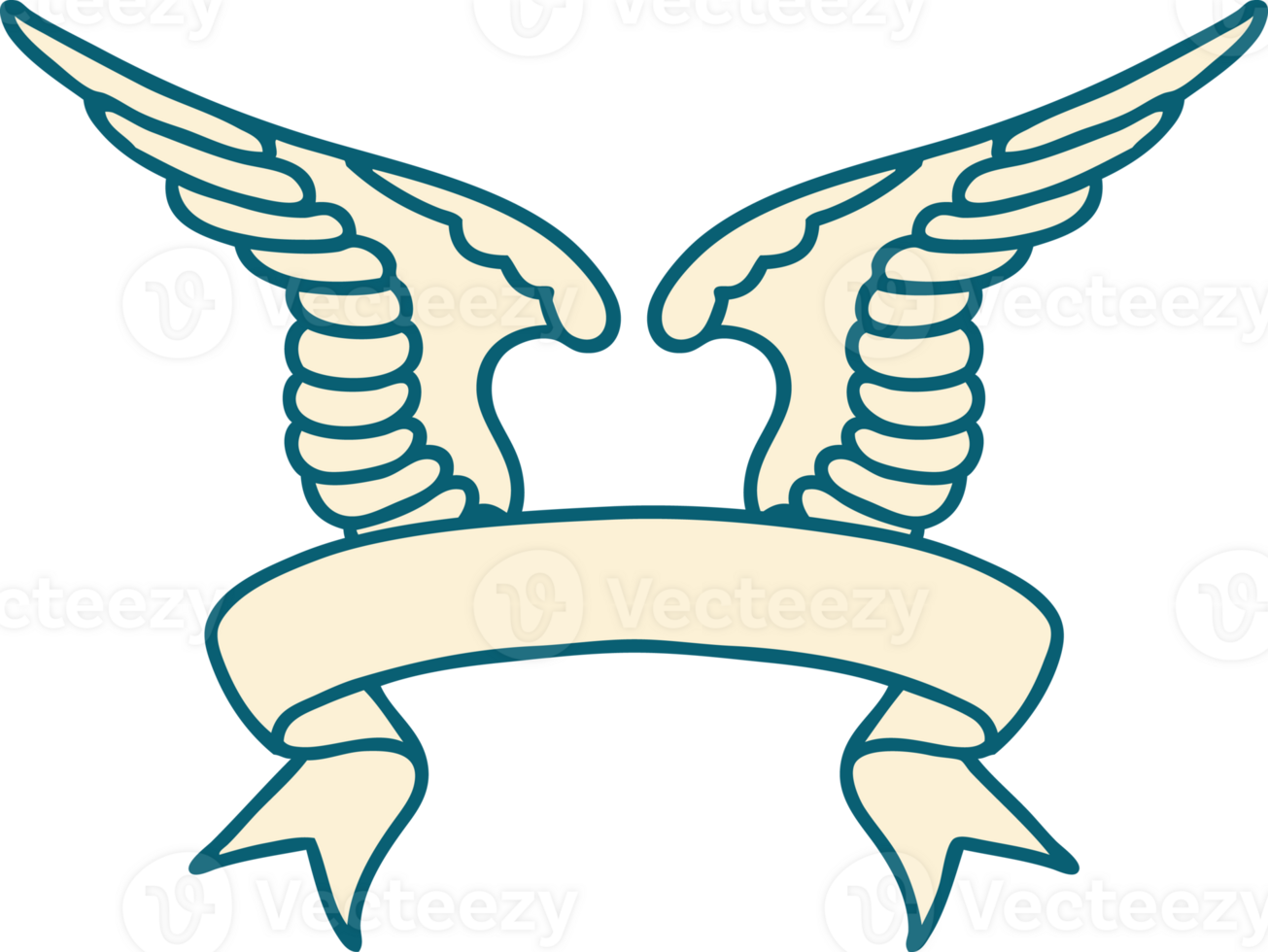 traditional tattoo with banner of a wing png