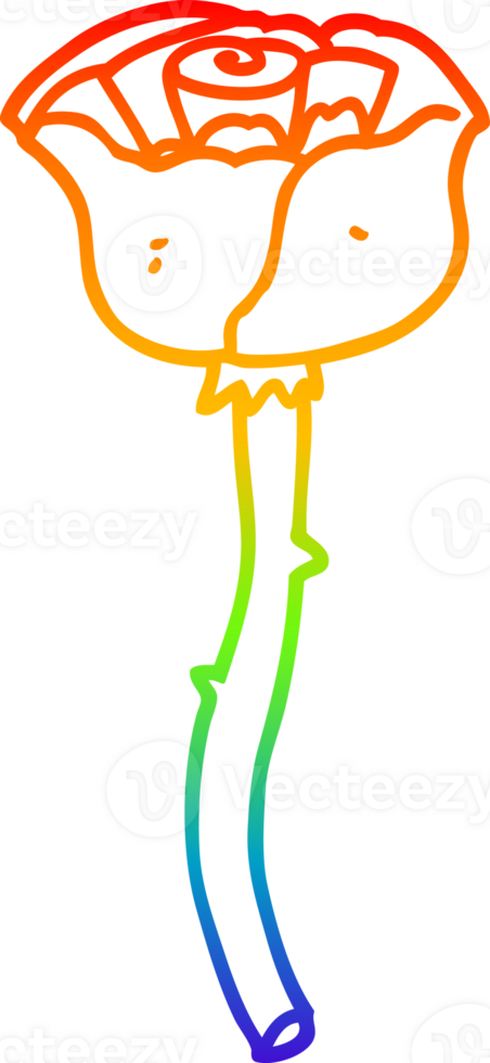 rainbow gradient line drawing of a cartoon flower png