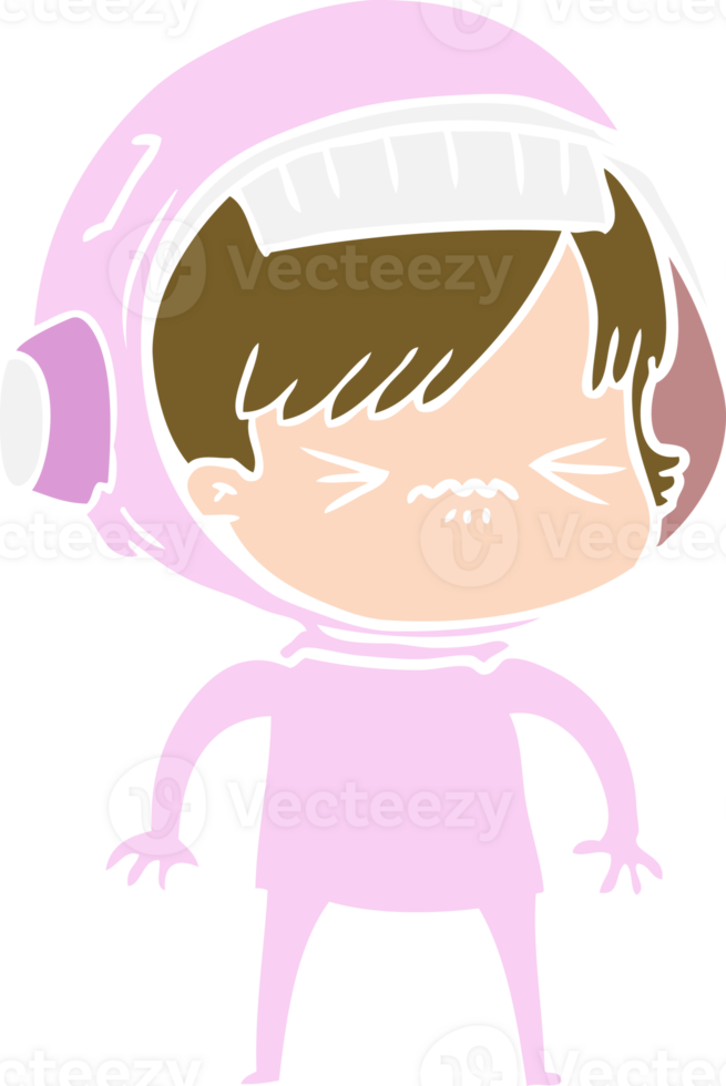 angry flat color style cartoon space girl png