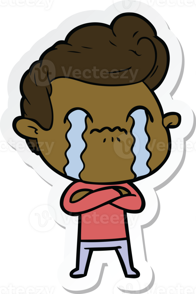 sticker of a cartoon man crying png