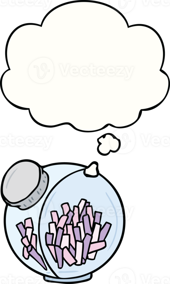 cartoon candy in jar with thought bubble png