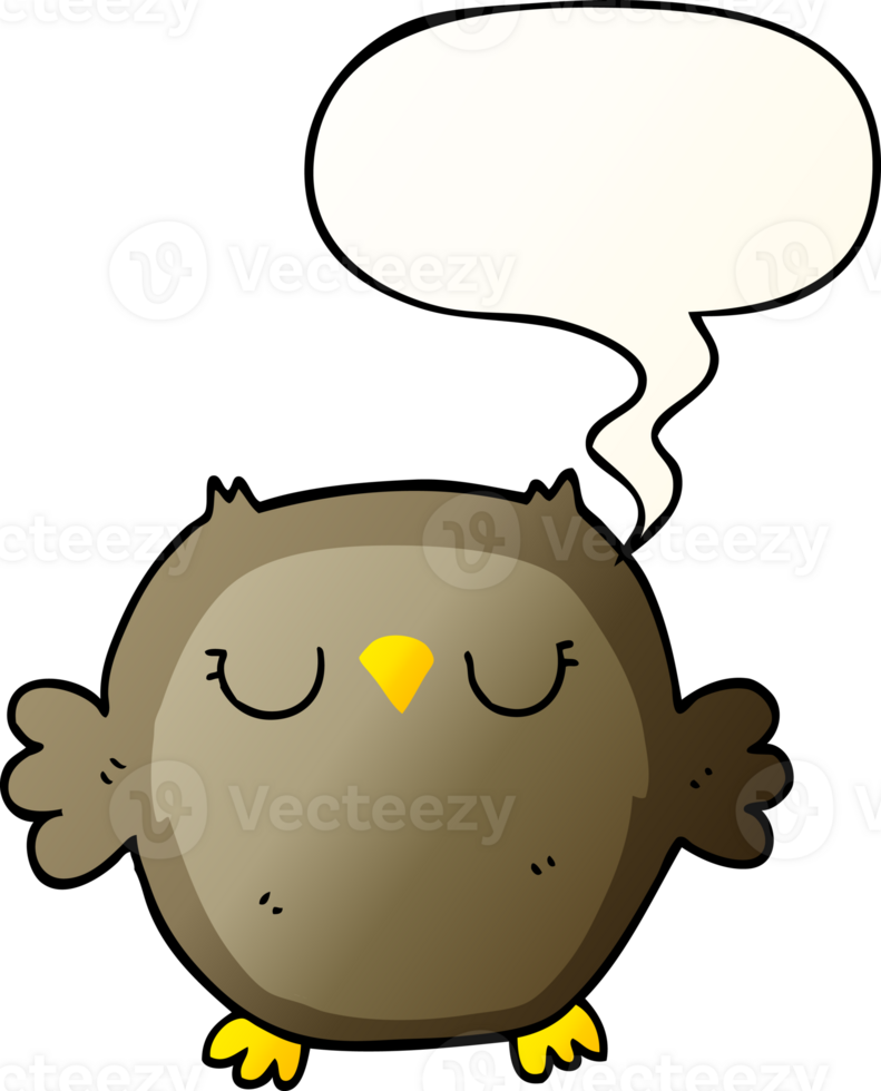 cartoon owl with speech bubble in smooth gradient style png