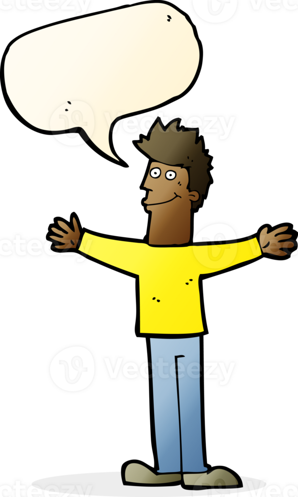 cartoon happy man with speech bubble png