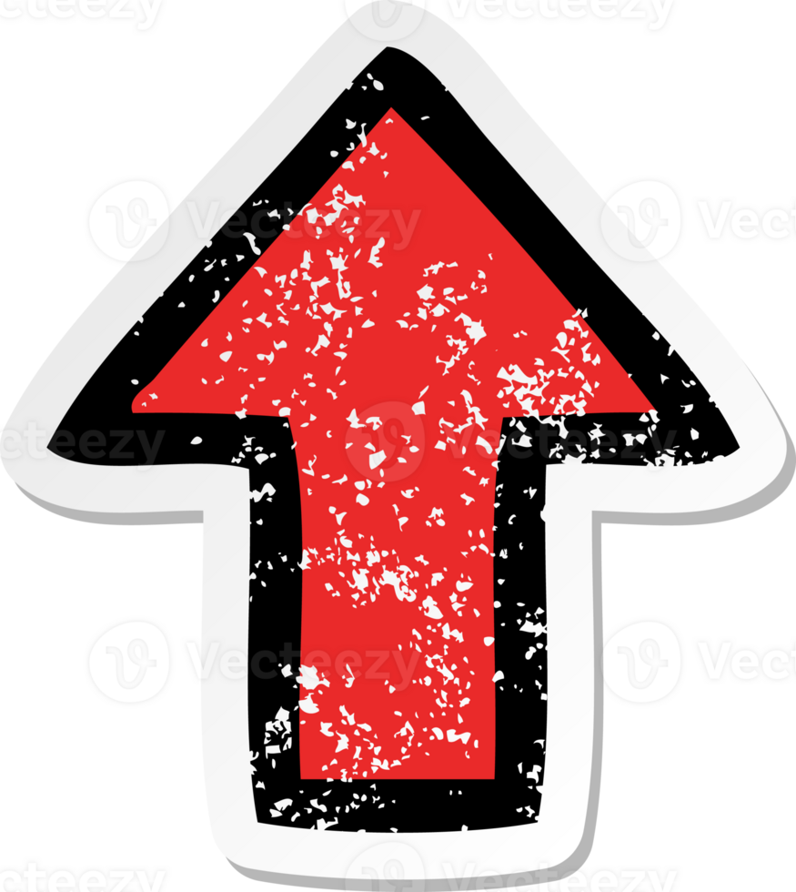 distressed sticker of a cute cartoon pointing arrow png