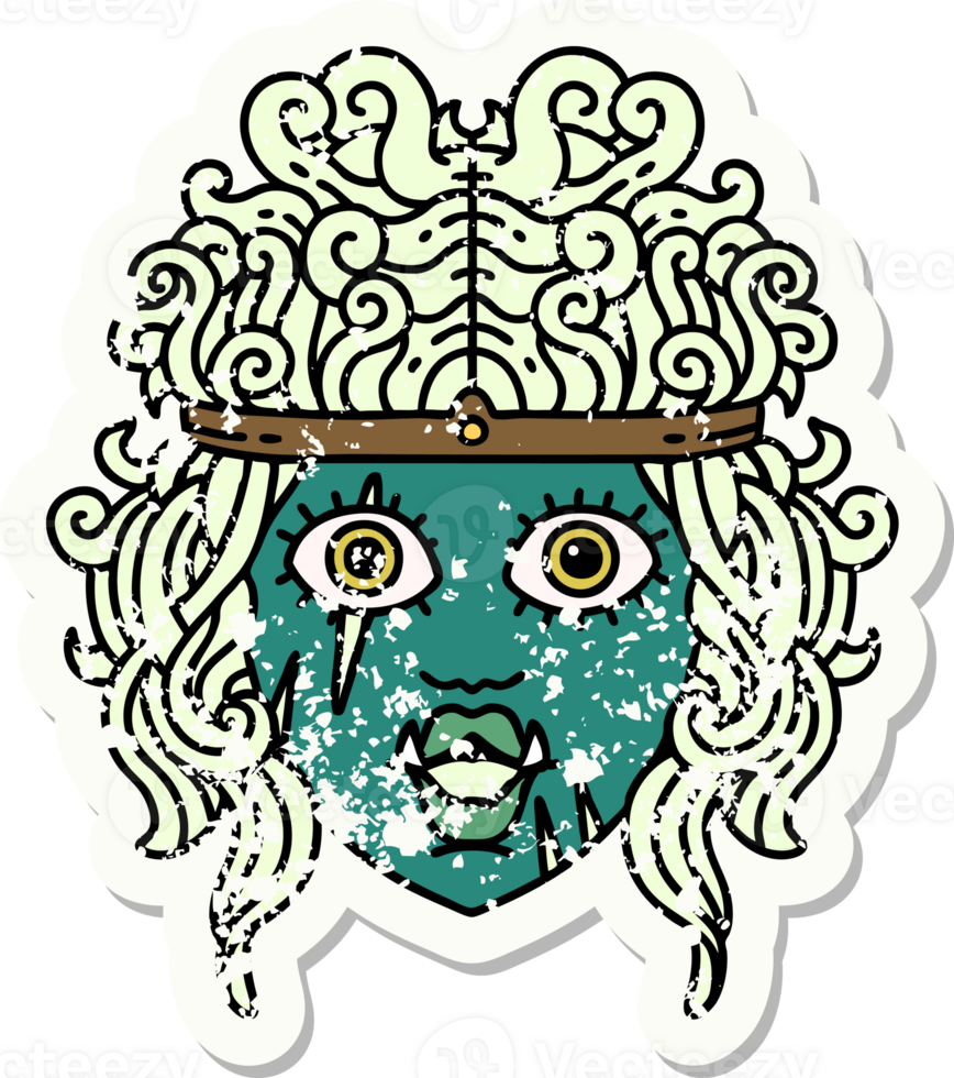 Retro Tattoo Style orc barbarian character face png