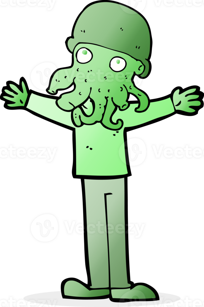 cartoon alien squid face man png