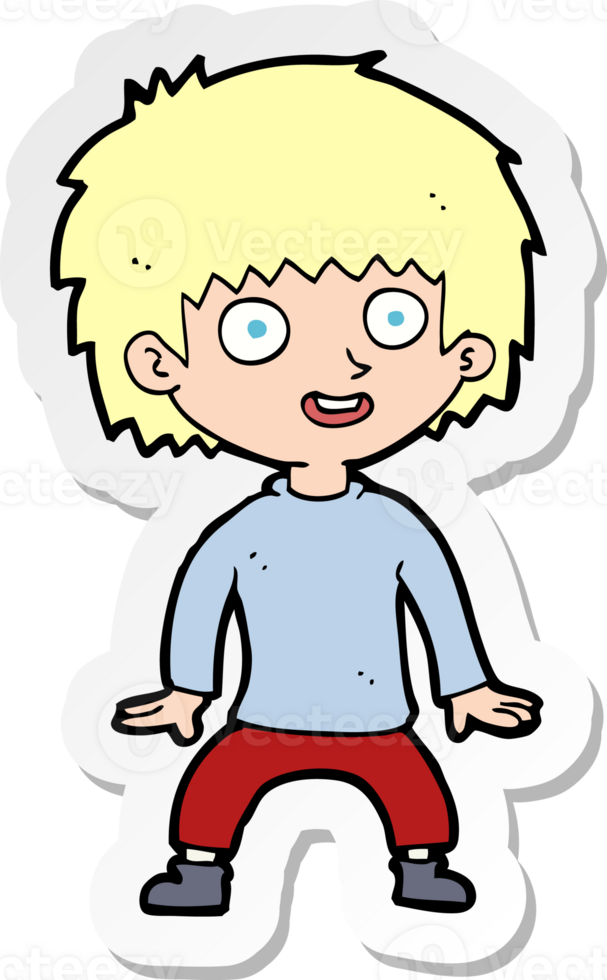 sticker of a cartoon excited boy png