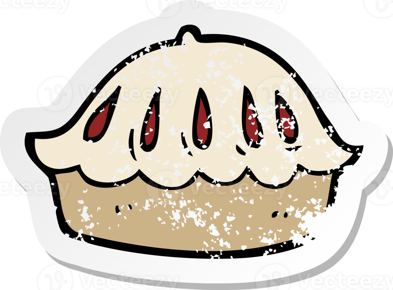 retro distressed sticker of a cartoon pie png