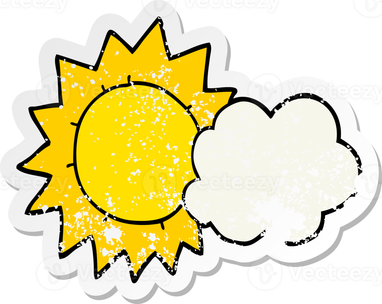 distressed sticker of a cartoon weather png
