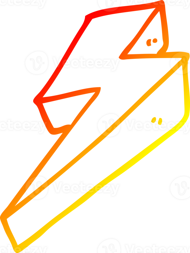 warm gradient line drawing of a cartoon thunder bolts png