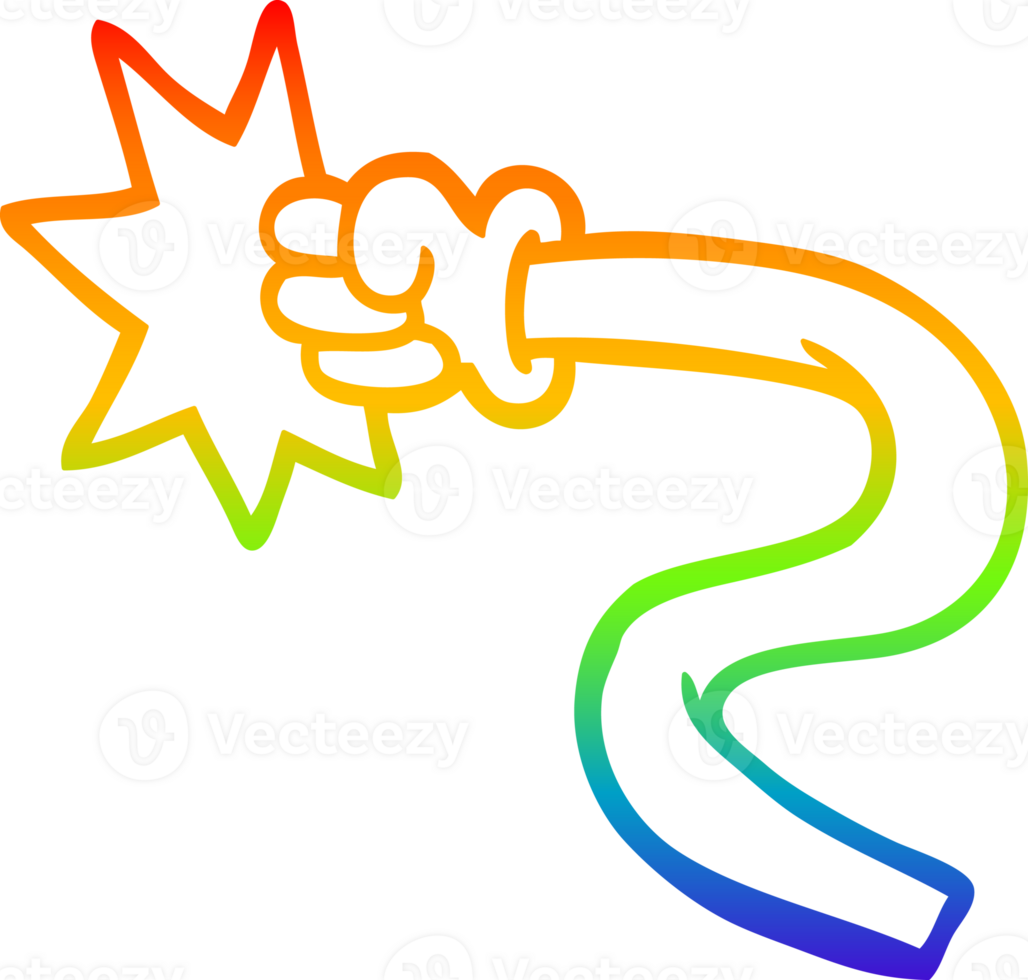 rainbow gradient line drawing of a cartoon hand gestures png