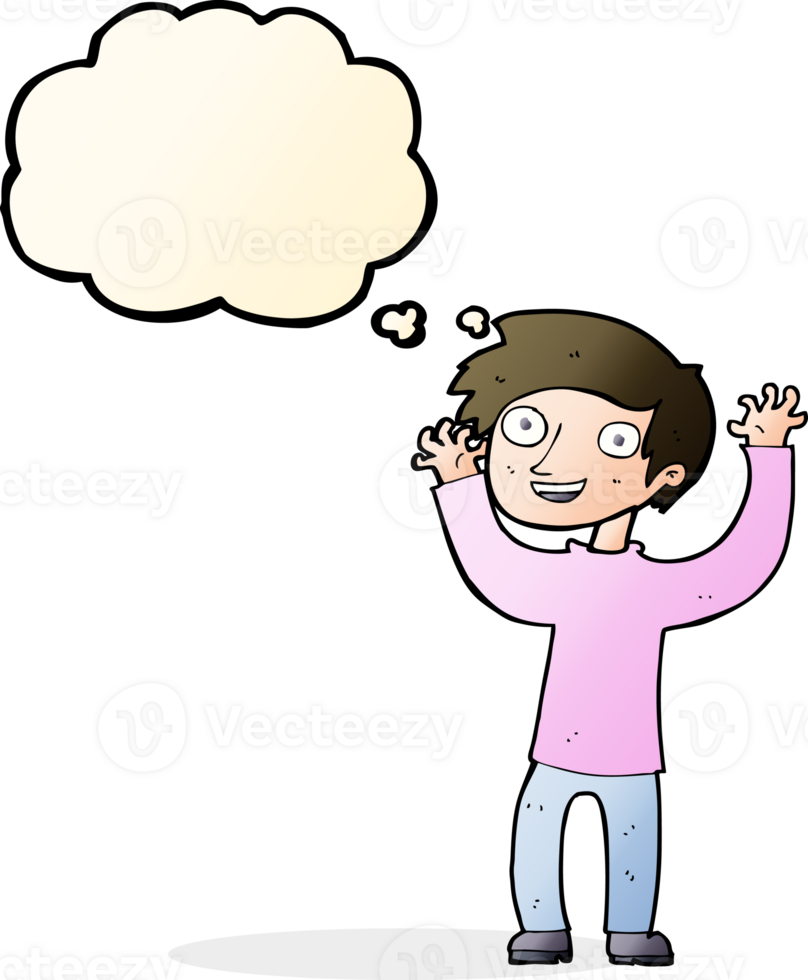 cartoon happy man with thought bubble png