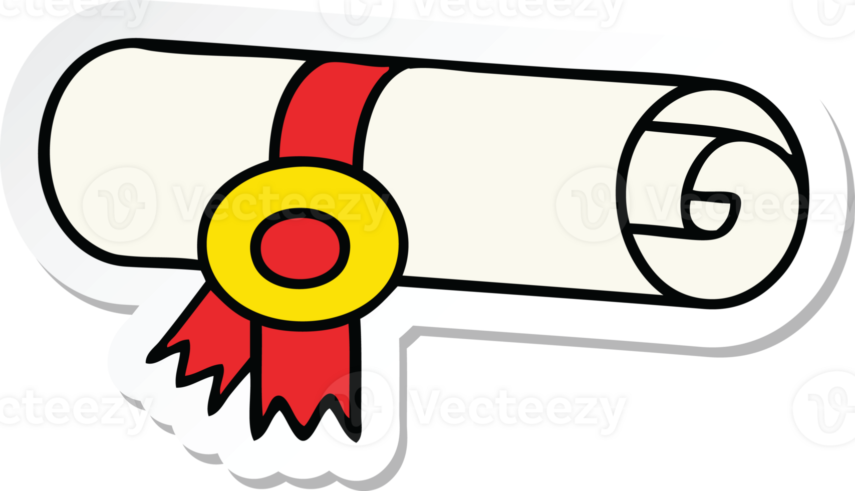 sticker of a cute cartoon rolled certificate png