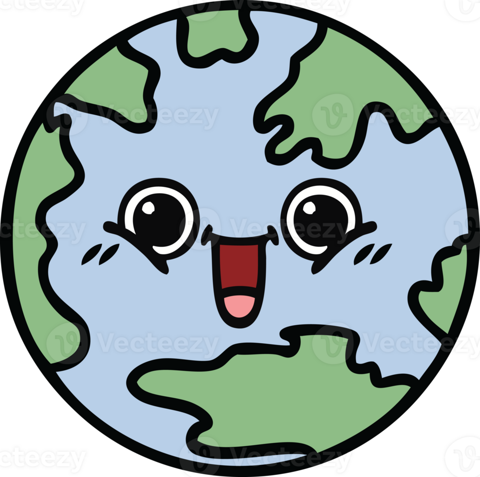 cute cartoon of a planet earth png