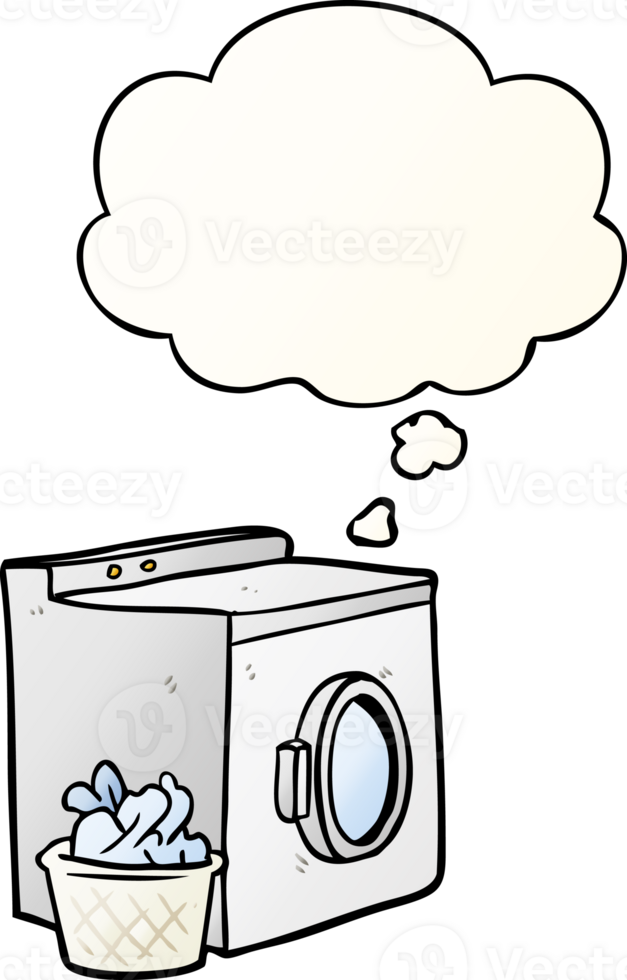 cartoon washing machine with thought bubble in smooth gradient style png