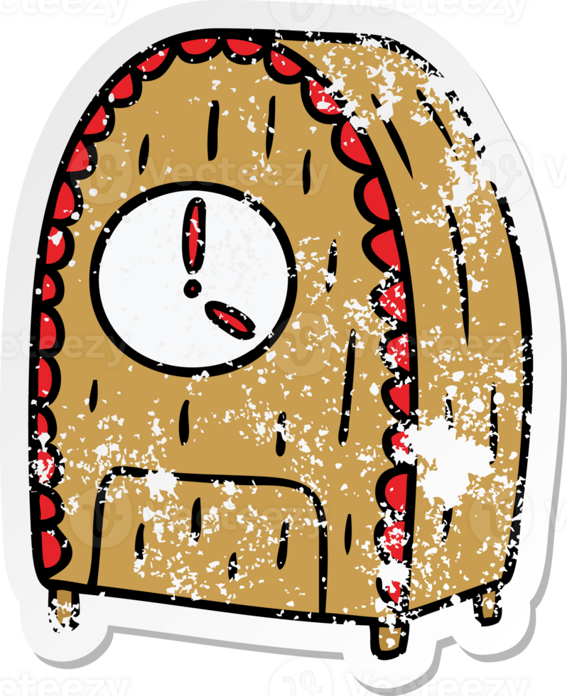 hand drawn distressed sticker cartoon doodle of an old fashioned clock png