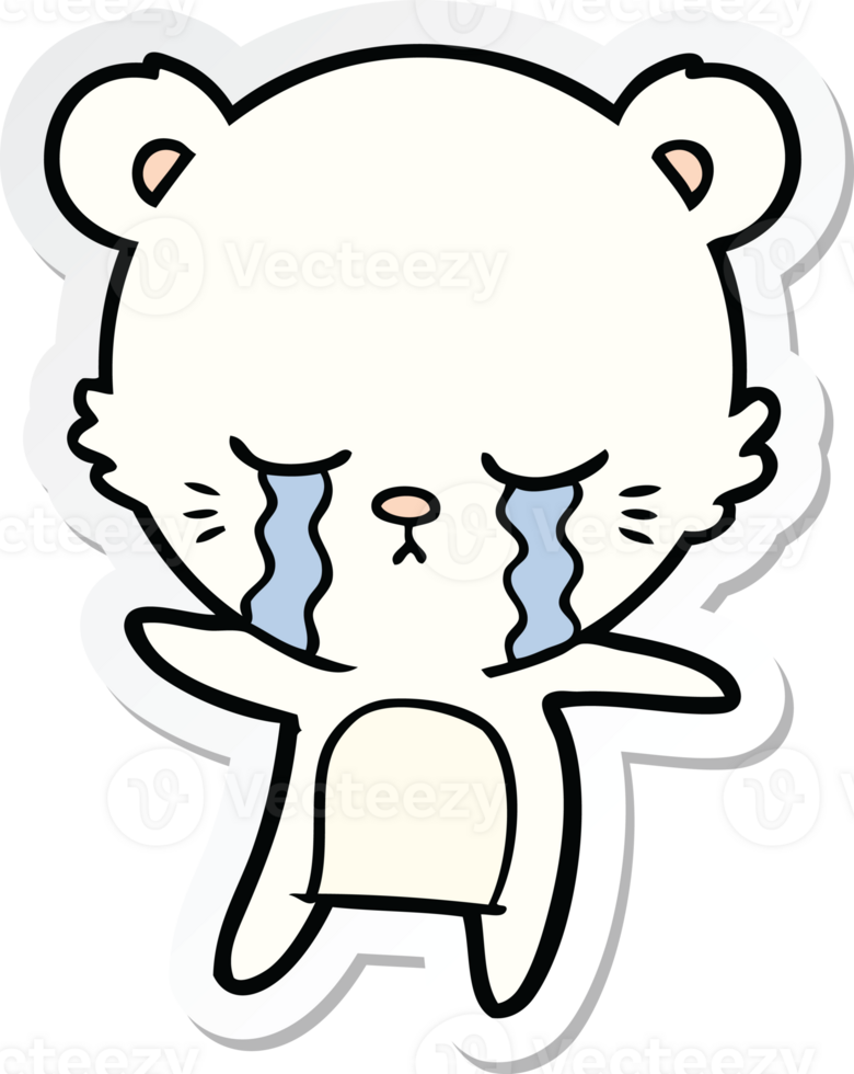 sticker of a crying cartoon polarbear png