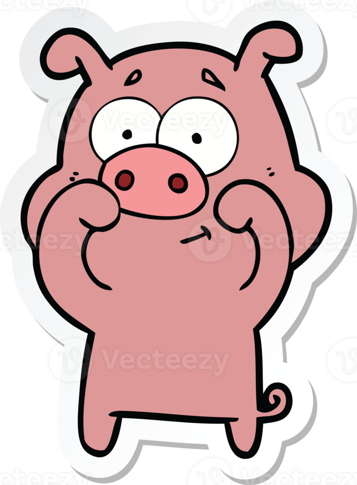 sticker of a happy cartoon pig png