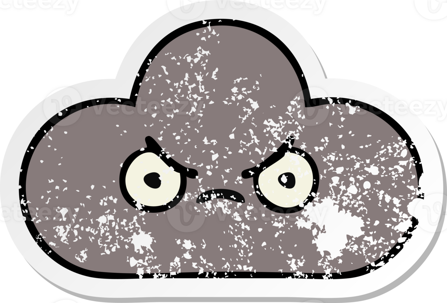 distressed sticker of a cute cartoon storm cloud png
