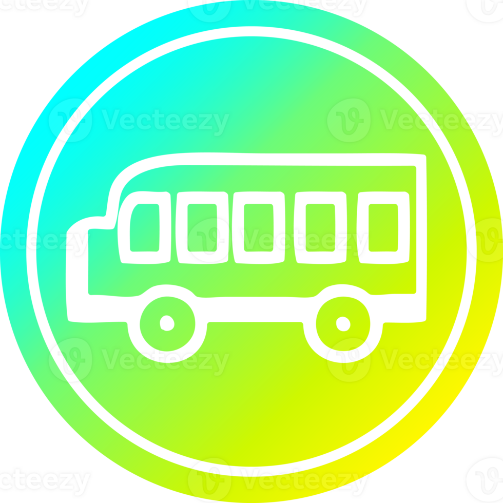 school bus circular icon with cool gradient finish png