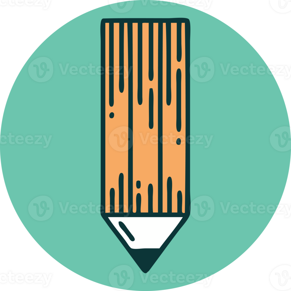 iconic tattoo style image of a pencil png