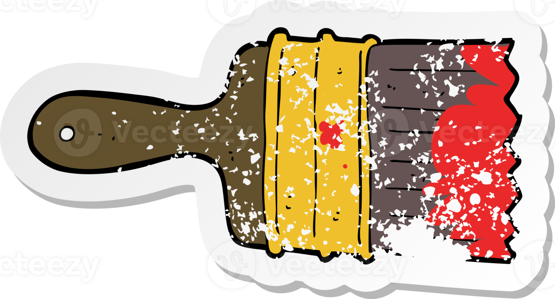 retro distressed sticker of a cartoon messy paint brush png