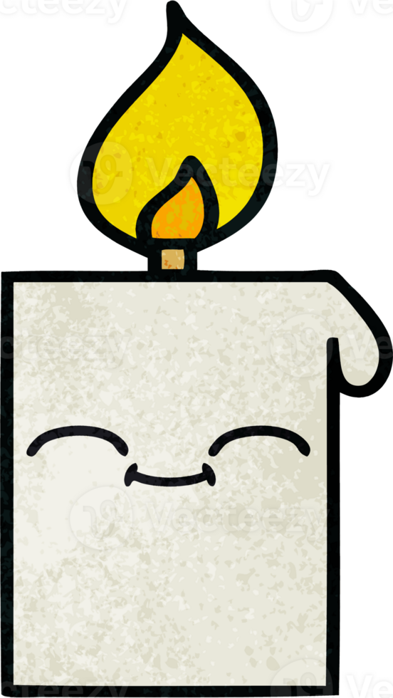 retro grunge texture cartoon of a lit candle png