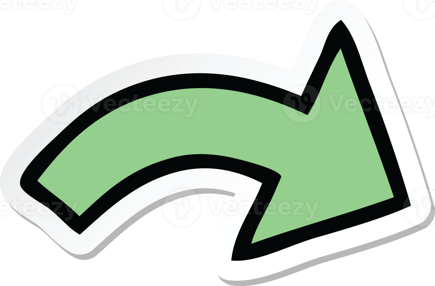 sticker of a cute cartoon pointing arrow png