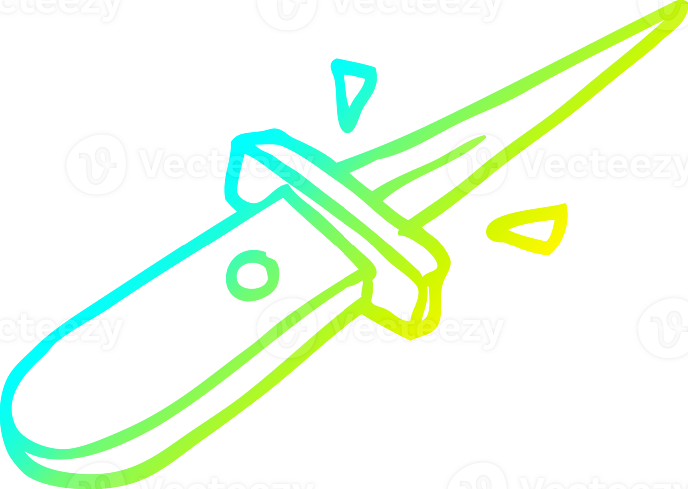 cold gradient line drawing of a cartoon flick knife snapping open png