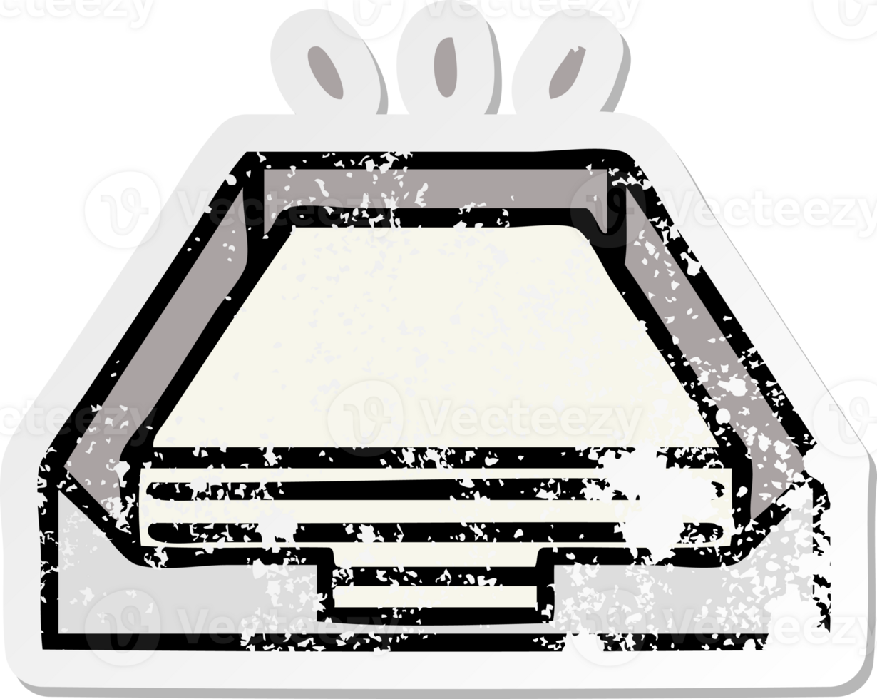 distressed sticker of a cute cartoon in box png