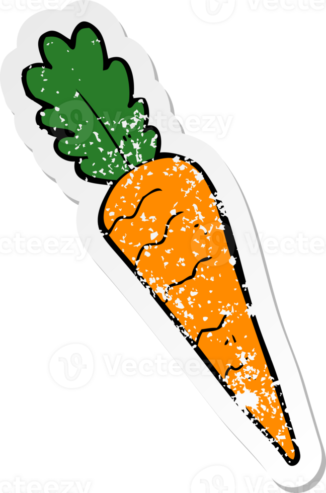 distressed sticker of a cartoon carrot png