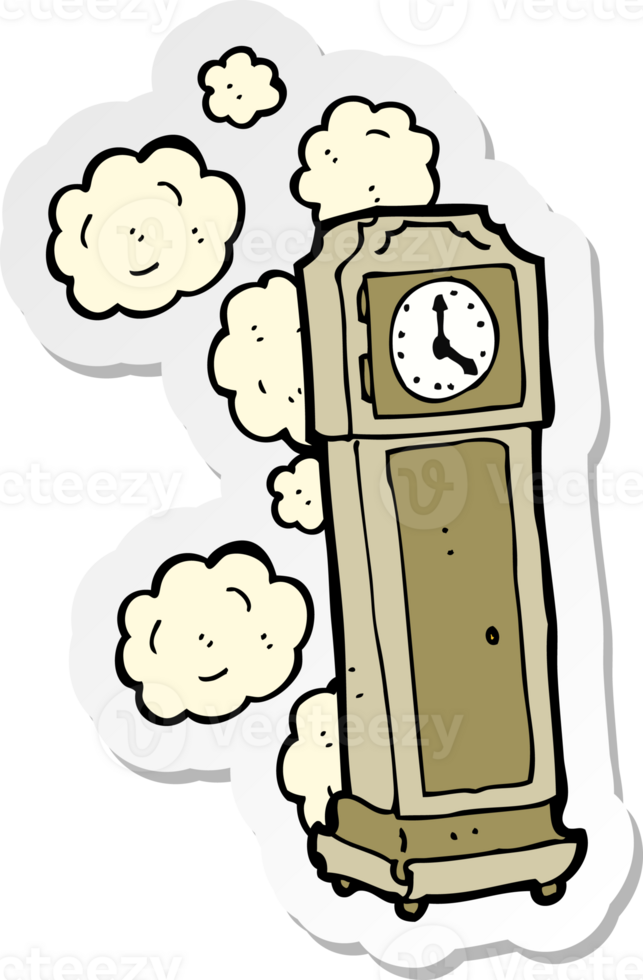 sticker of a cartoon old grandfather clock png