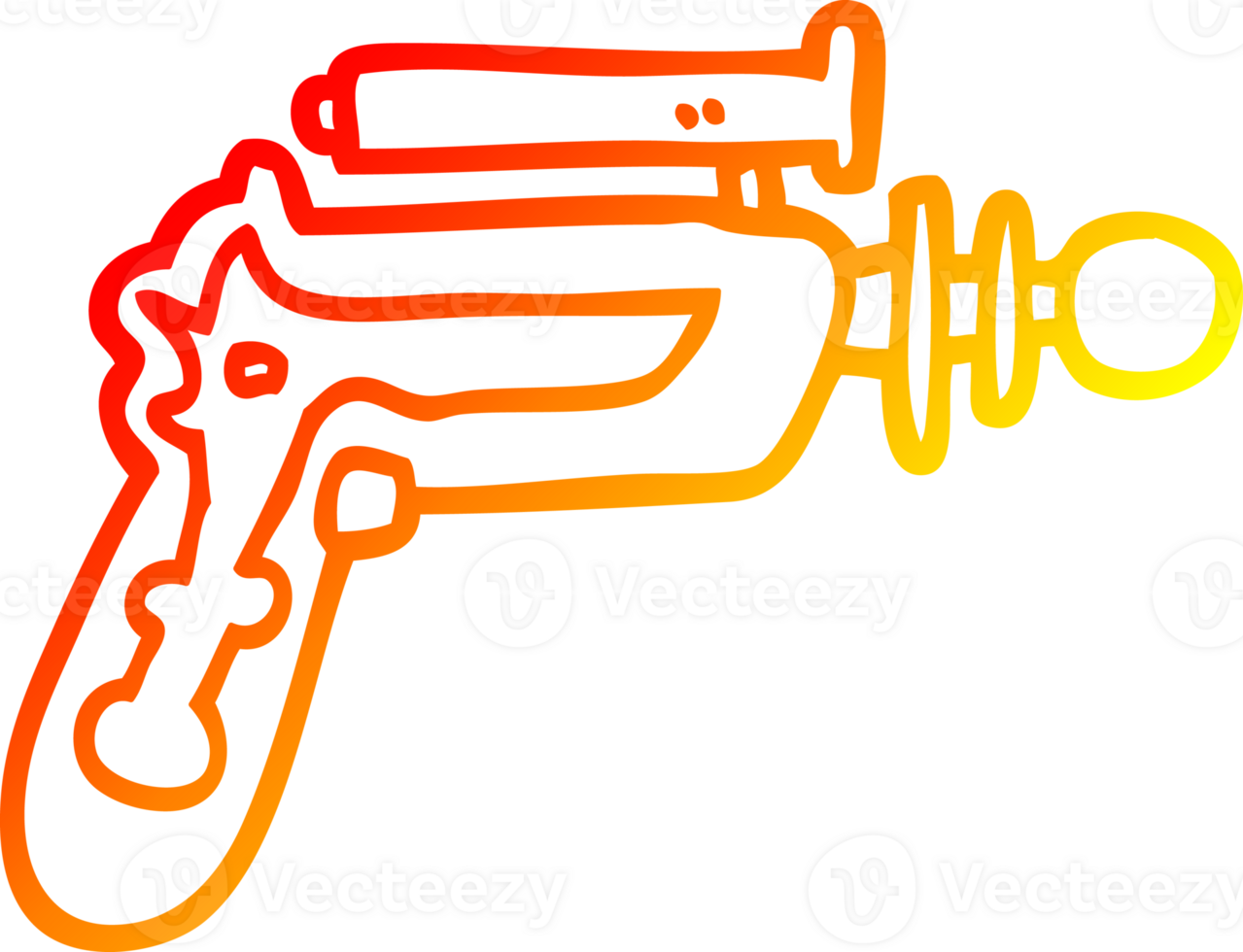warm gradient line drawing of a cartoon ray gun png