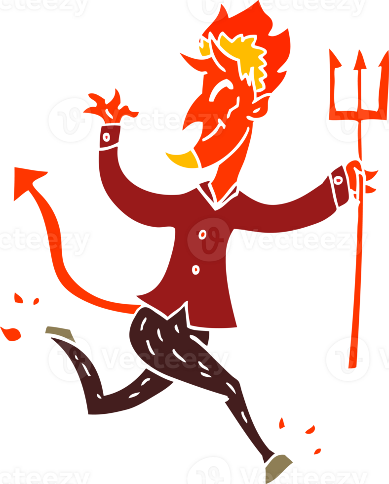 cartoon doodle devil with pitchfork png