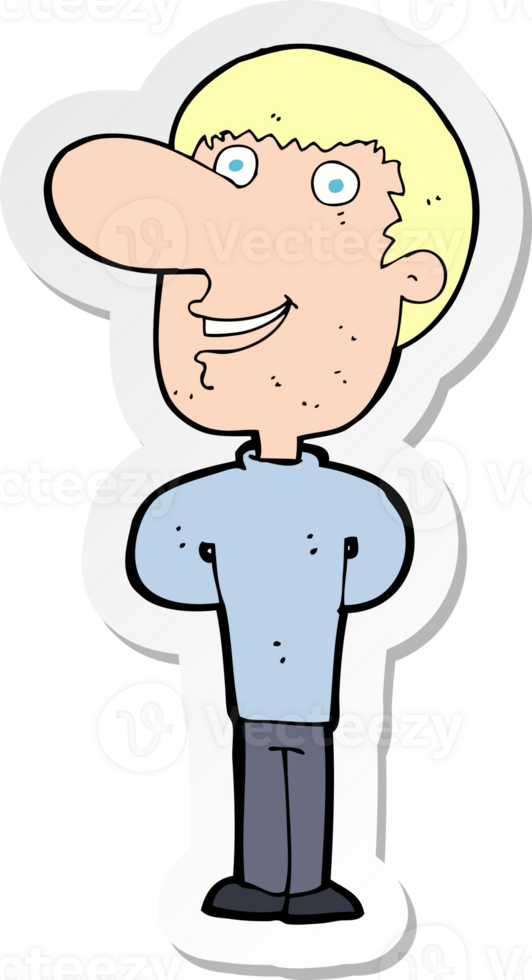 sticker of a cartoon happy man png