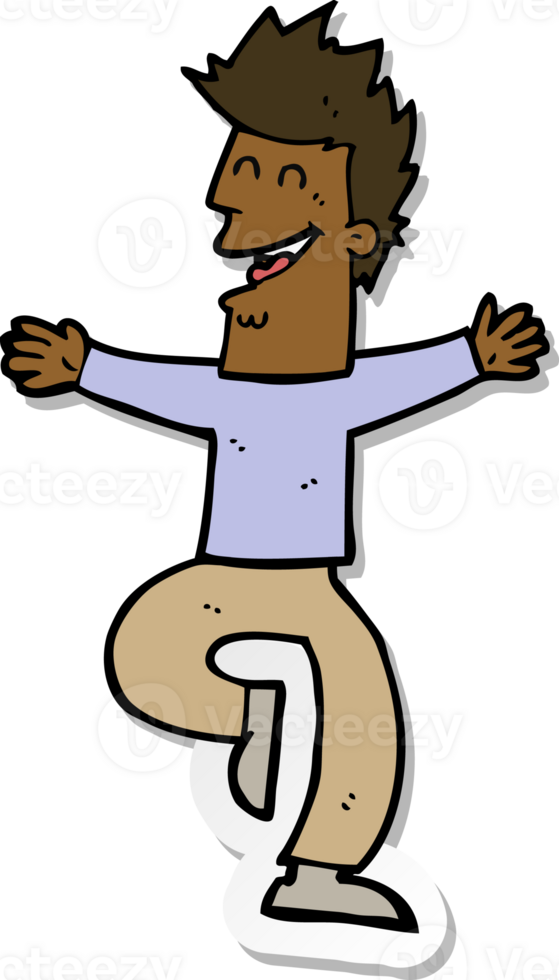 sticker of a cartoon laughing man png