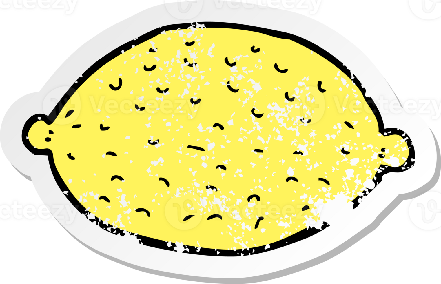 retro distressed sticker of a cartoon lemon png
