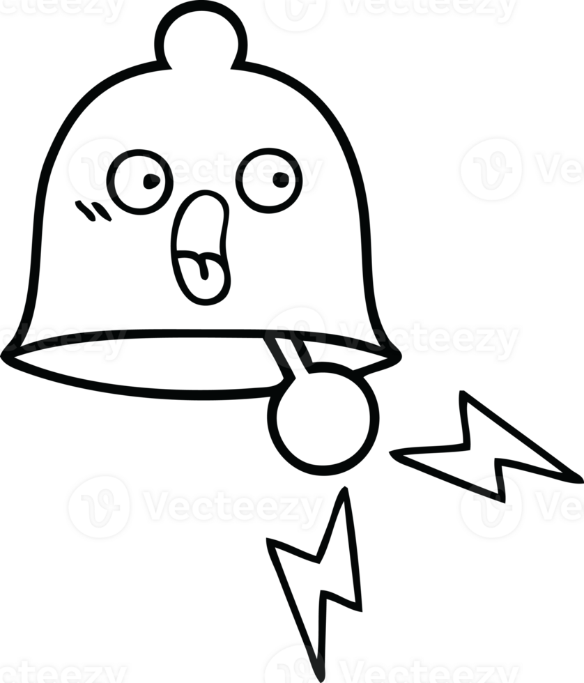 line drawing cartoon of a ringing bell png