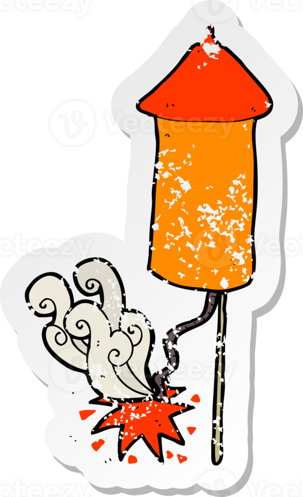 retro distressed sticker of a cartoon firework png
