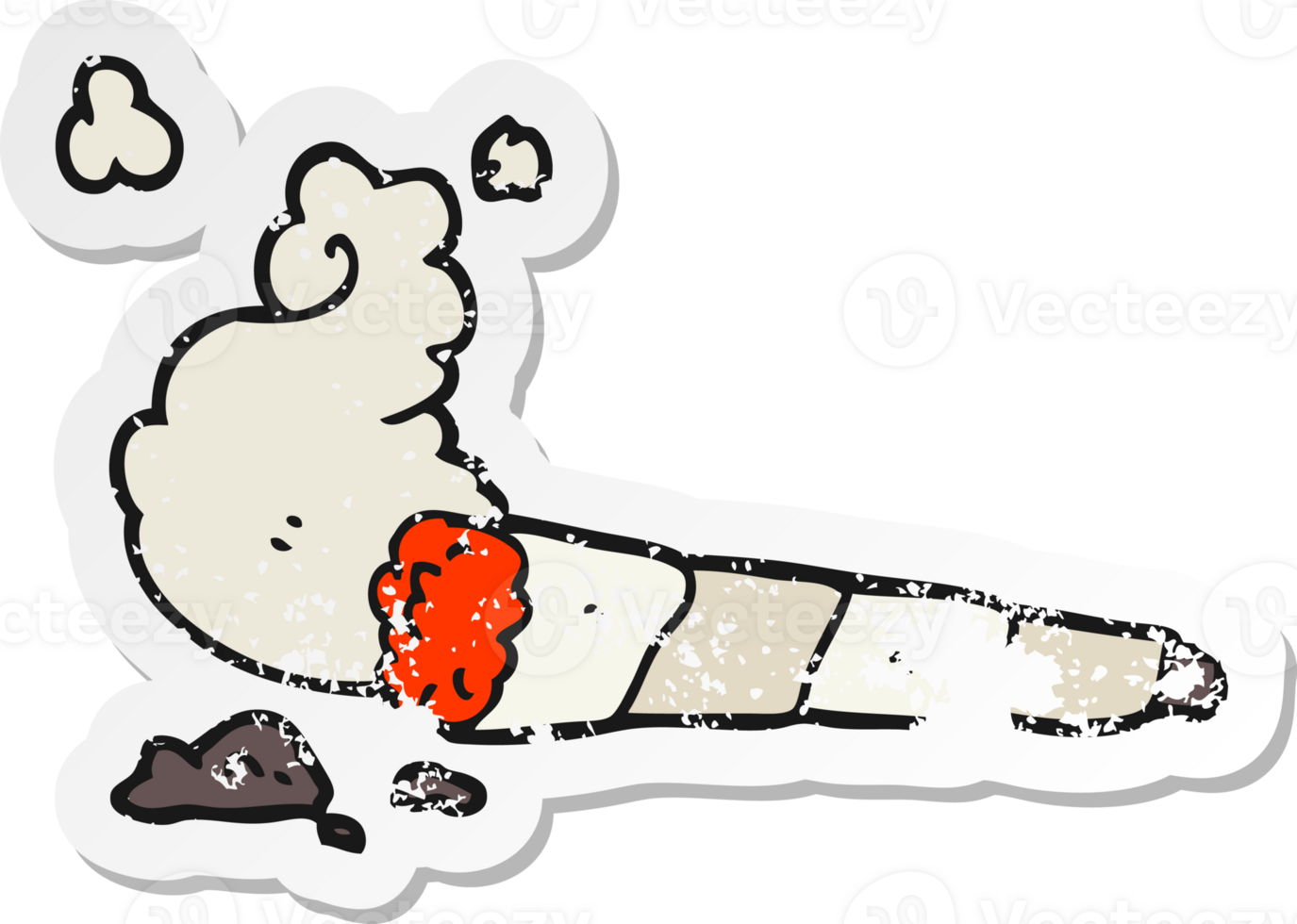 distressed sticker of a cartoon cigarette png