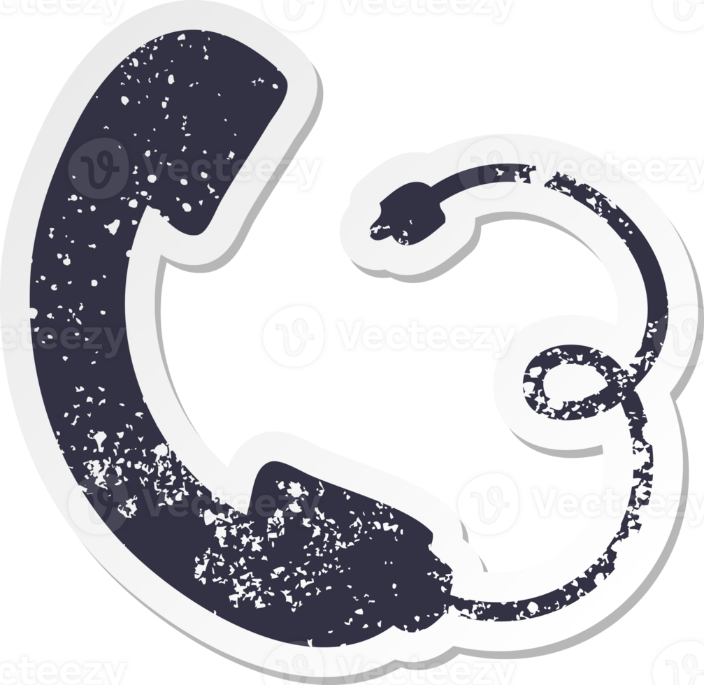 distressed sticker of a cute cartoon telephone receiver png