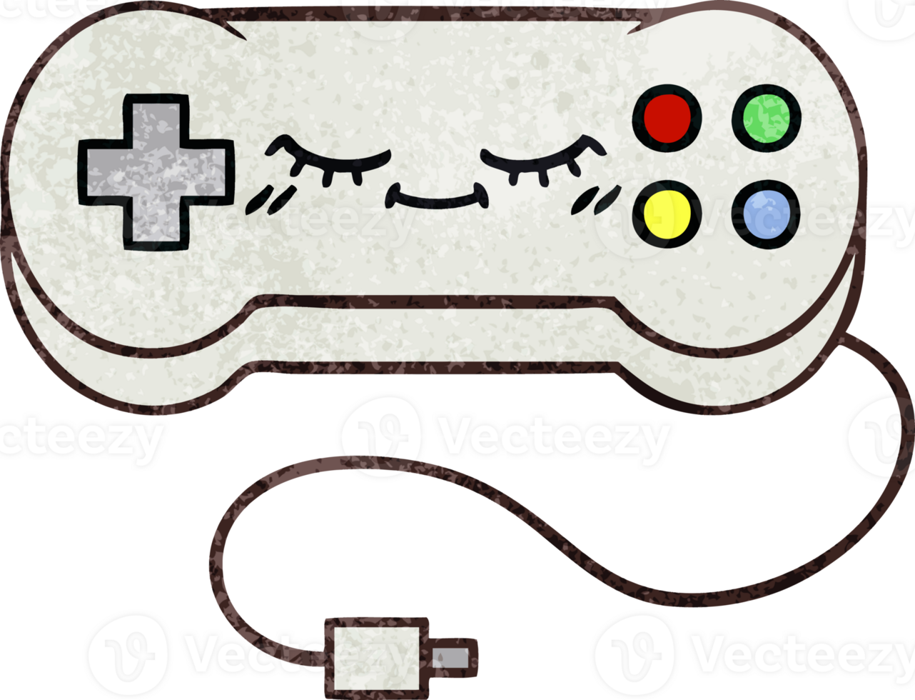 retro grunge texture cartoon of a game controller png