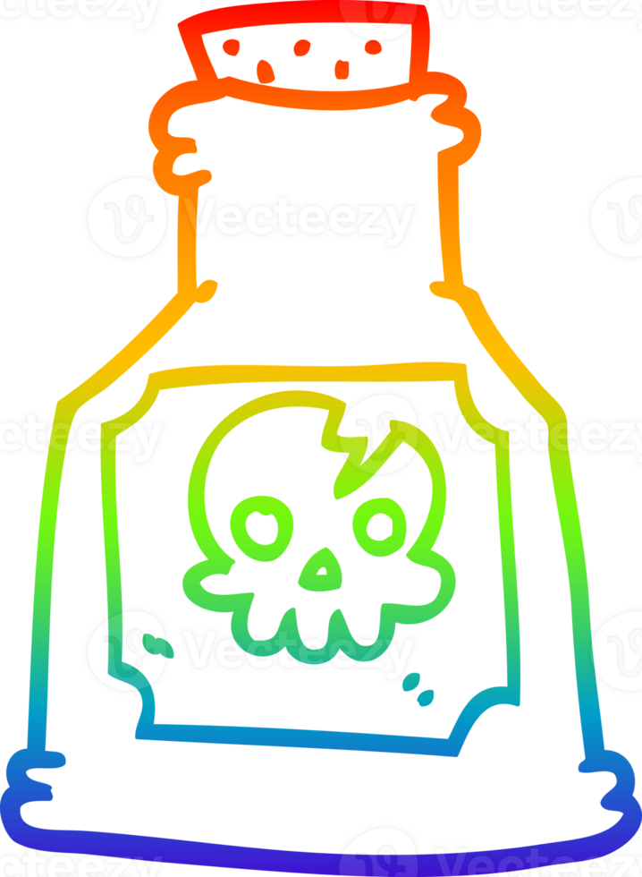 rainbow gradient line drawing of a cartoon poison in a bottle png