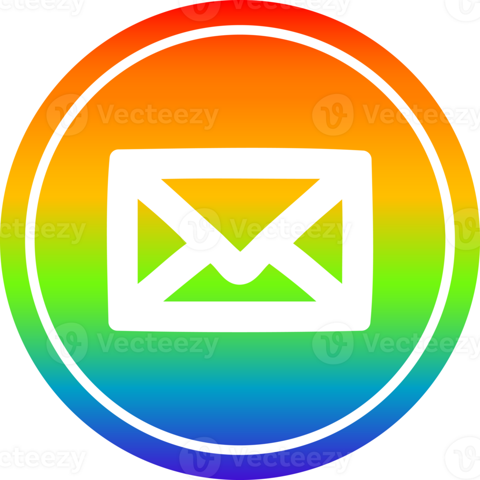 envelope letter circular icon with rainbow gradient finish png