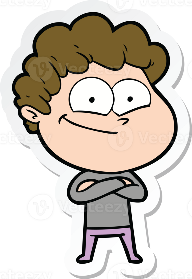 sticker of a cartoon happy man png