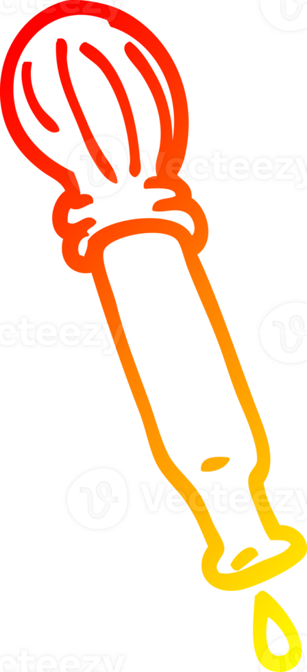 warm gradient line drawing of a cartoon dripping pipette png
