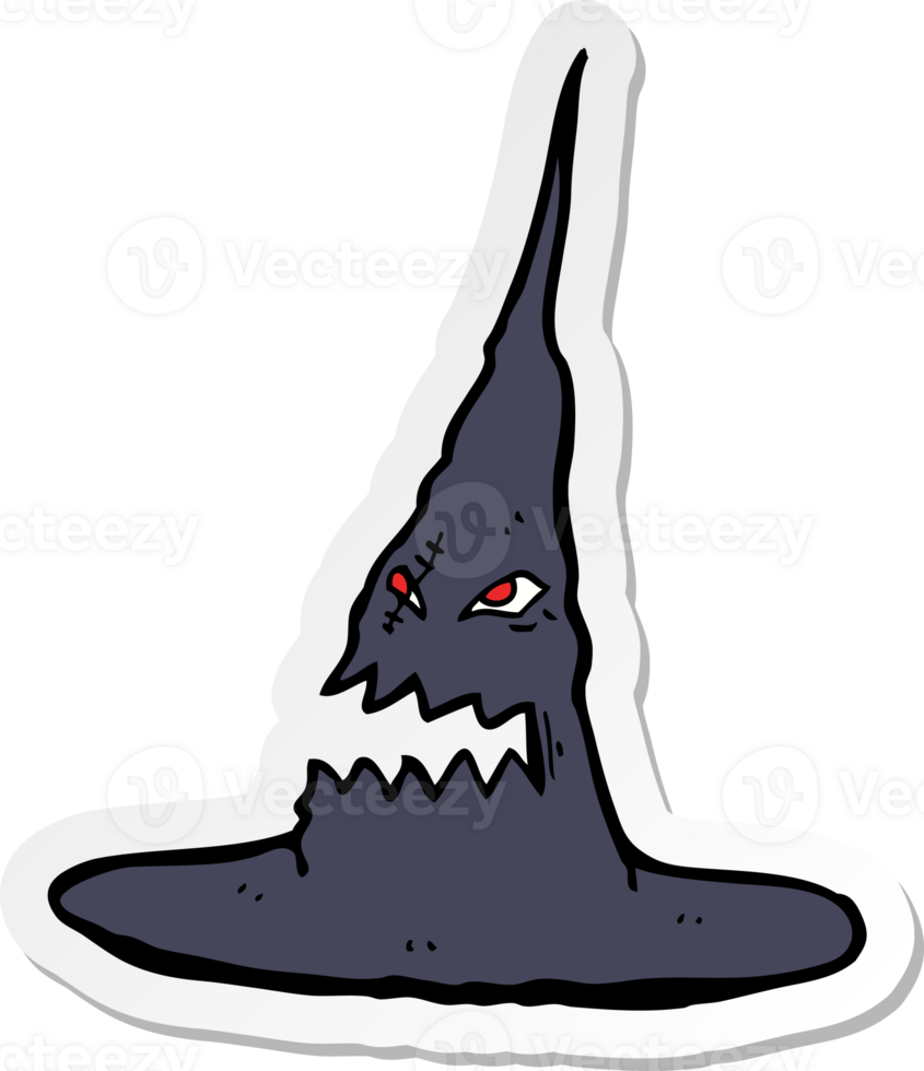sticker of a cartoon spooky witches hat png