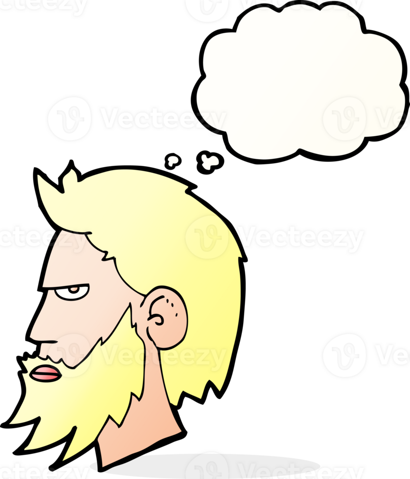 cartoon man with beard with thought bubble png