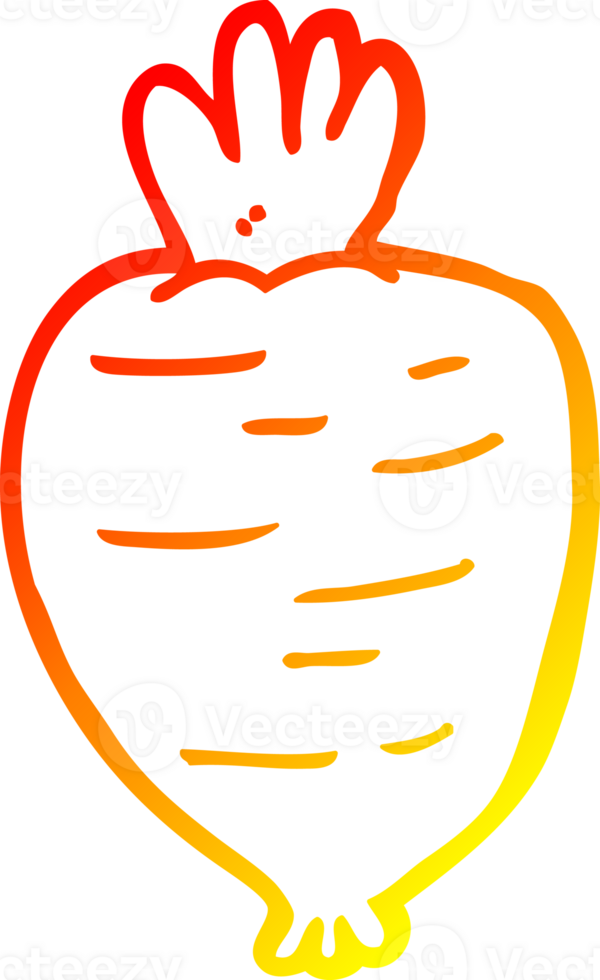 warm gradient line drawing of a cartoon root vegetable png