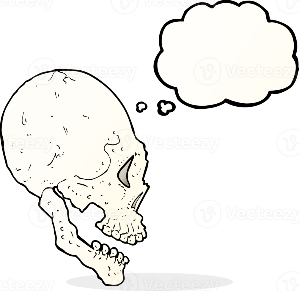 skull illustration with thought bubble png